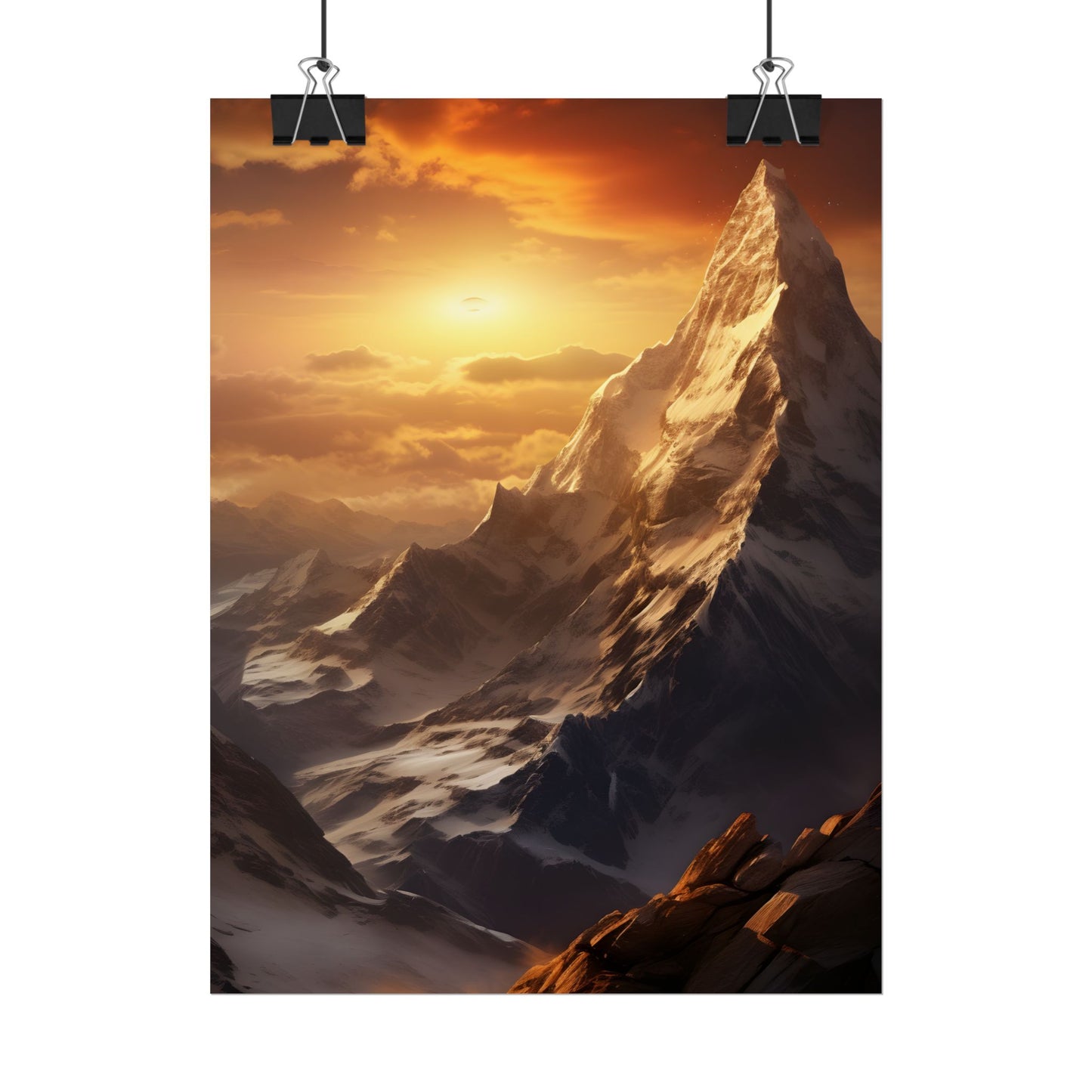 Majestic Mountain Summit: Epic Sunrise View - Nature Landscape Art - Poster