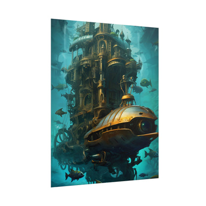 Steampunk Oceanic Adventure: Brass Skirted Explorer - Poster