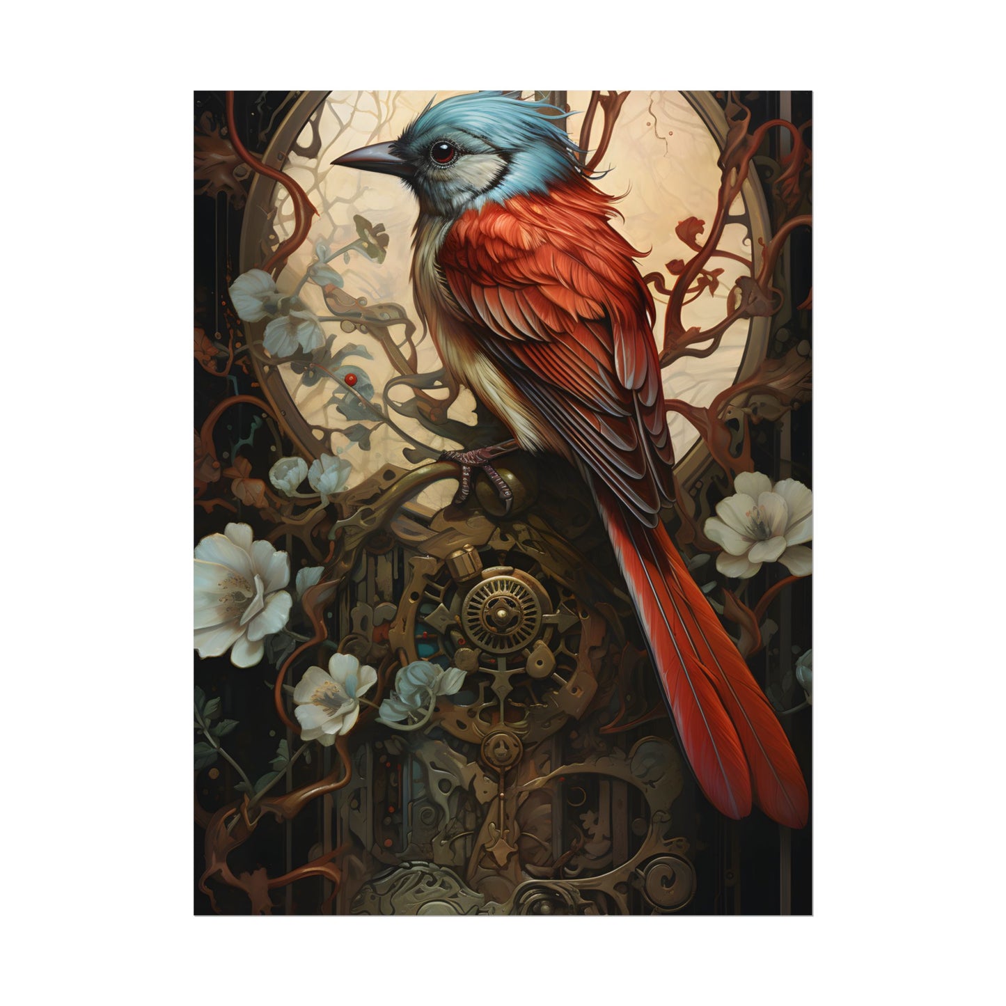Mystical Songbird Guardian Amulet: Symbolic Artwork - Poster