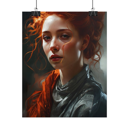 Astonishing Redhead Portrait: Neutral Expression Art - Poster