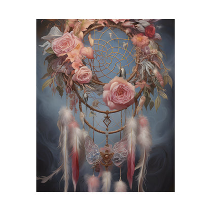 Ethereal Dreamcatcher Realm: Surreal Artwork with Colorful Feathers - Poster