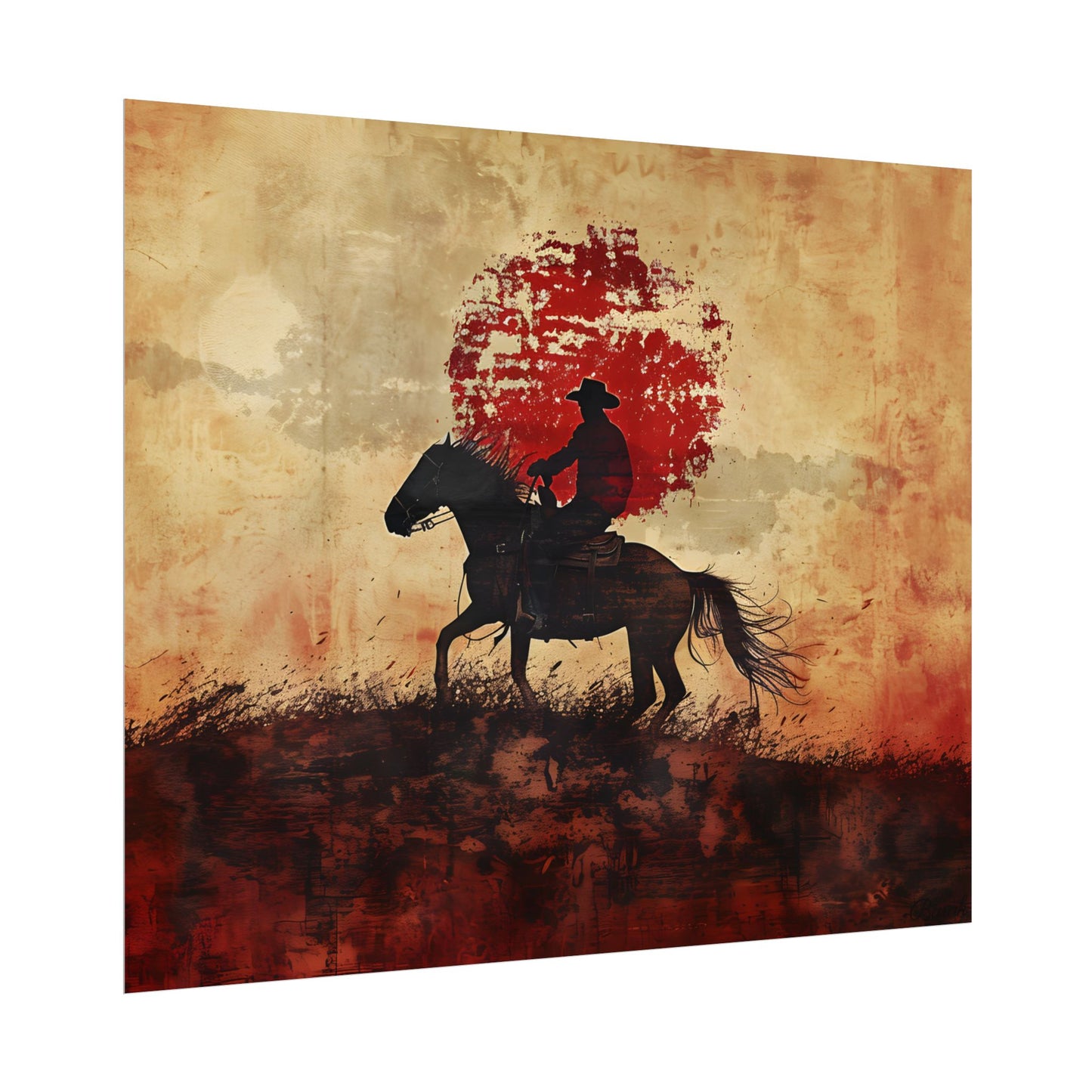 Dynamic Rodeo Scene: Earthy Tones of a Thrilling Ride - Poster