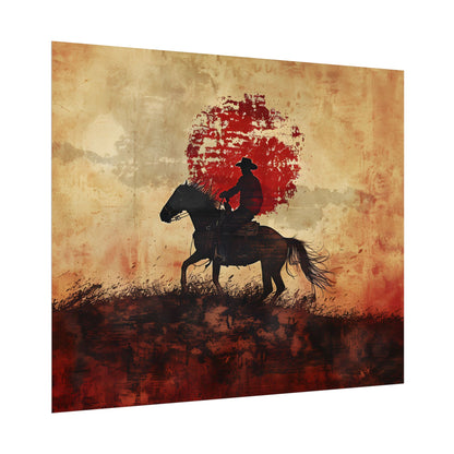 Dynamic Rodeo Scene: Earthy Tones of a Thrilling Ride - Poster