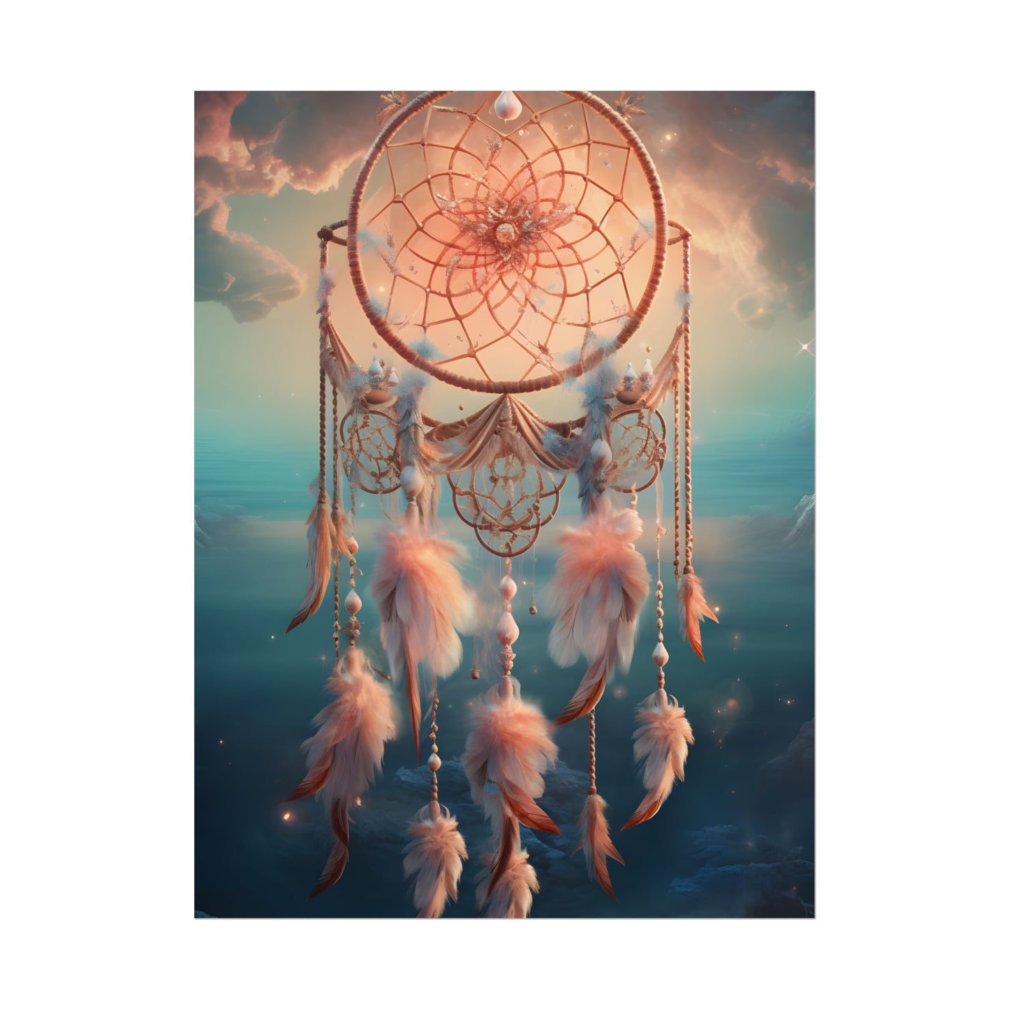 Ethereal Dreamcatcher Realm: Surreal Dreamscape Digital Art - Poster