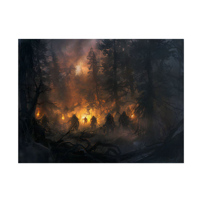 Tranquil Forest Sunset: People Connecting with Nature - Poster