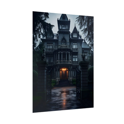 Haunted Victorian Mansion: Spooky Atmosphere Artwork - Poster