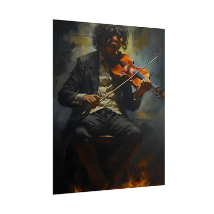 Mysterious Musician Portrait: Digital Artwork - Poster