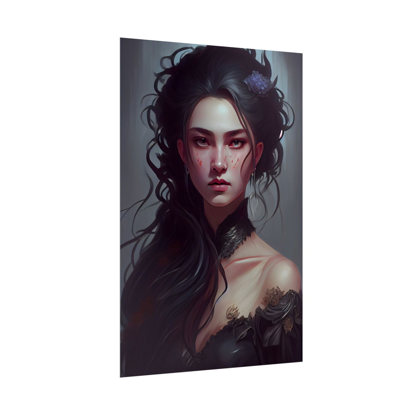 Astonishing Female Portrait: Dr. Black Hair Elegance - Poster
