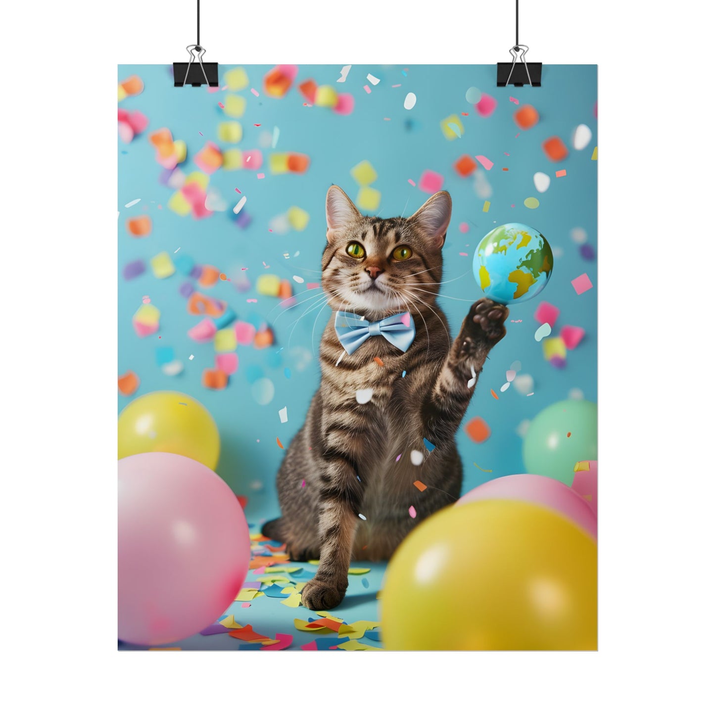 Whimsical Cat in Bow Tie: Close-Up Art Print - Poster