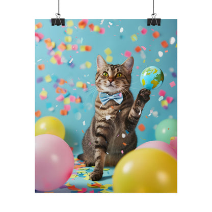 Whimsical Cat in Bow Tie: Close-Up Art Print - Poster