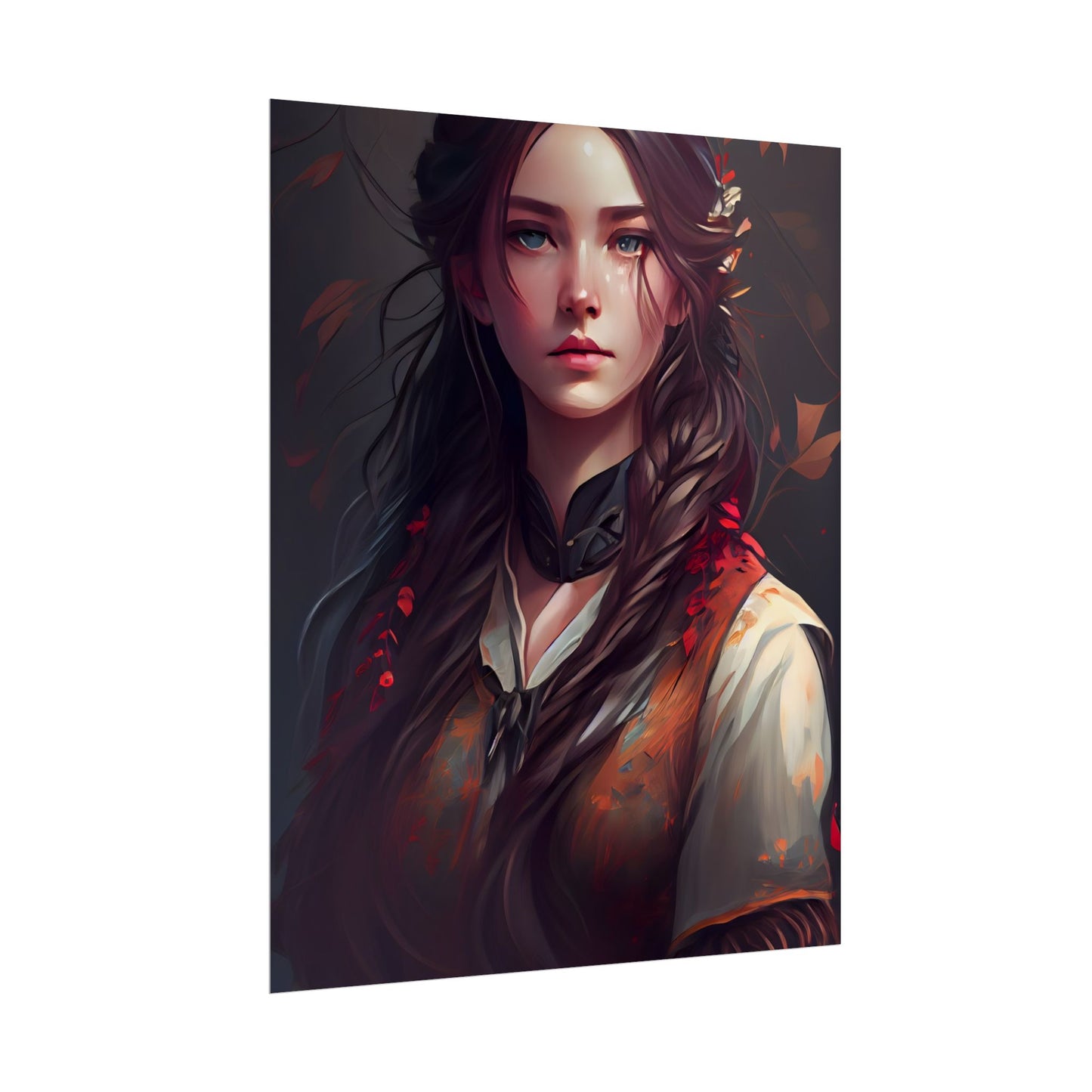 Vibrant Portrait: Brown Hair, Green Eyes Artwork - Poster