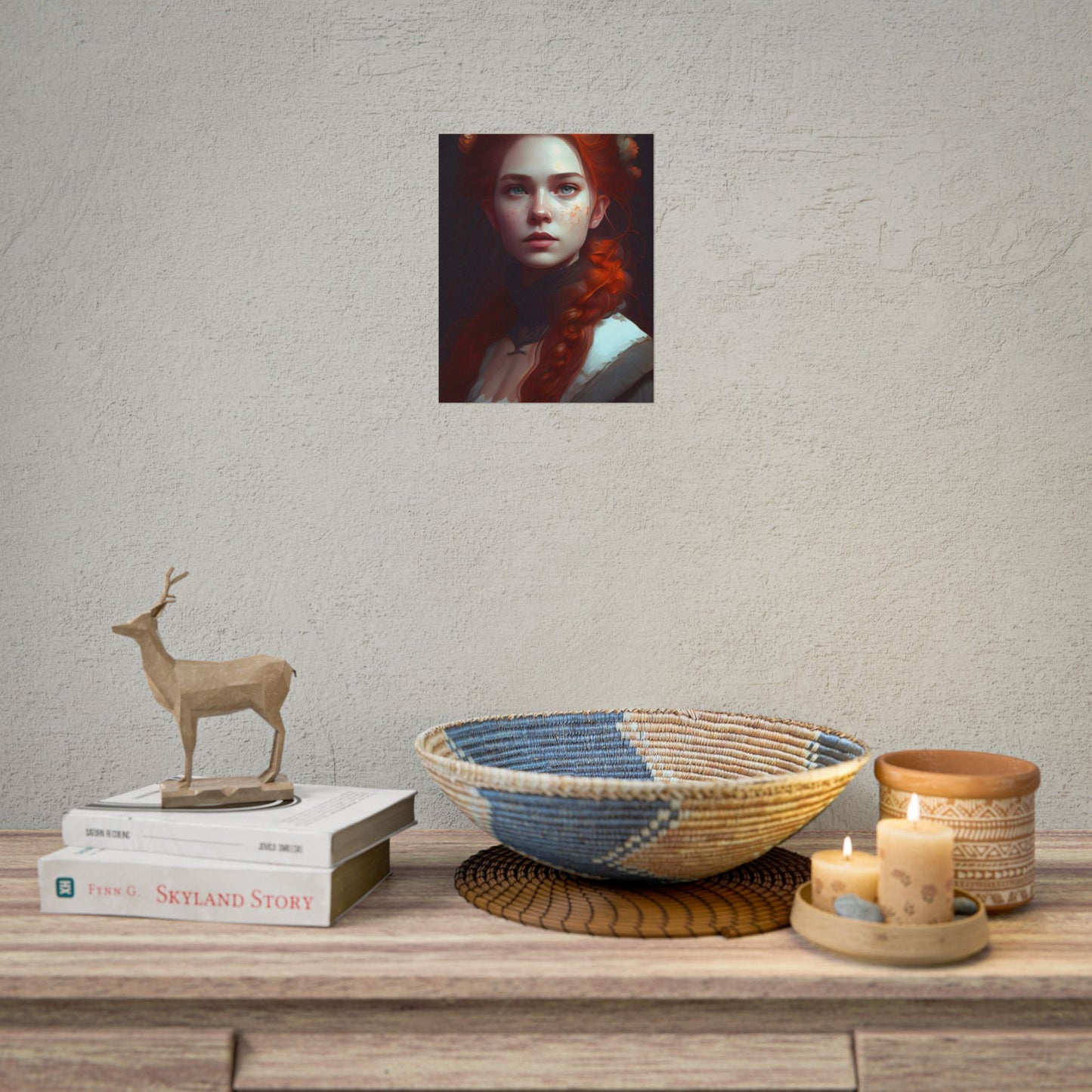 Astonishing Redhead Portrait: Elegant Young Woman in Dress - Poster