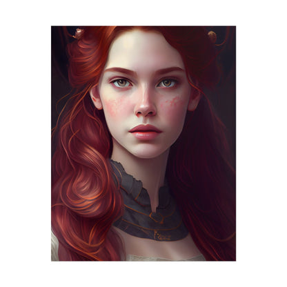 Beautiful Redhead Female Portrait: Classic Timeless Artwork - Poster