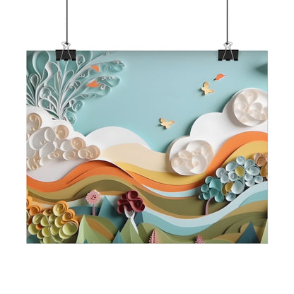 Peaceful Beach Serenade: Paper Quilling Art - Poster