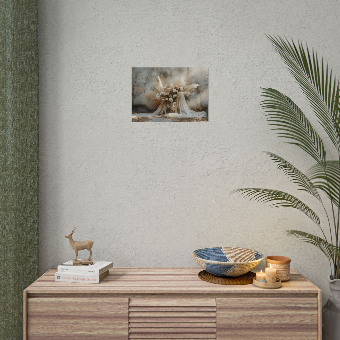 Whimsical Floral Bloom: Pampas Grass Artwork - Poster