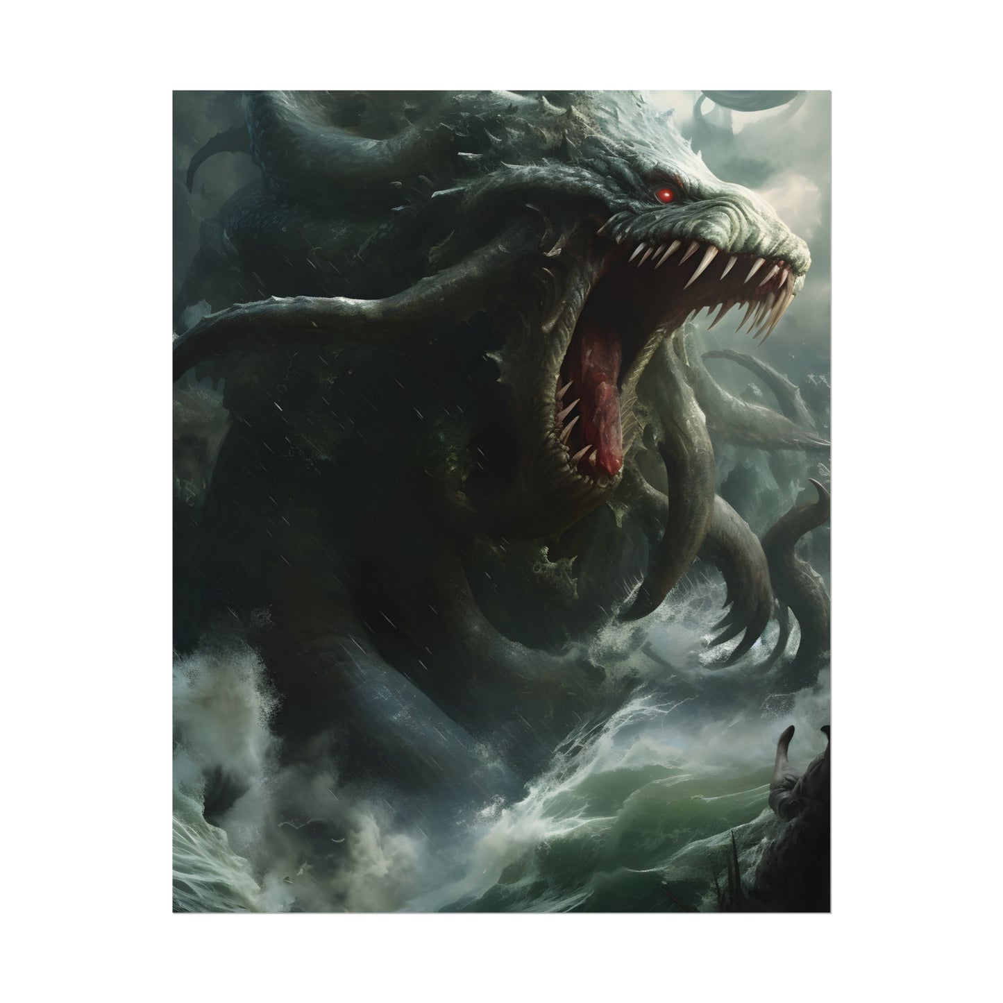 Mythic Ocean Terror: Ancient Sea Monster with Six Tentacles - Poster