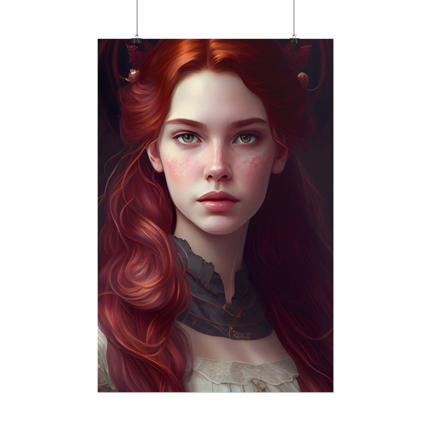 Beautiful Redhead Female Portrait: Classic Timeless Artwork - Poster