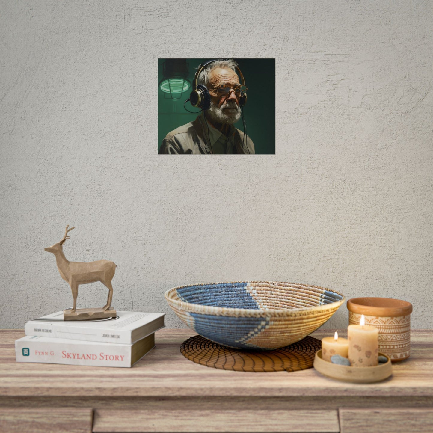 Old Man Connected: Sci-Fi Headset Experiment Digital Art - Poster