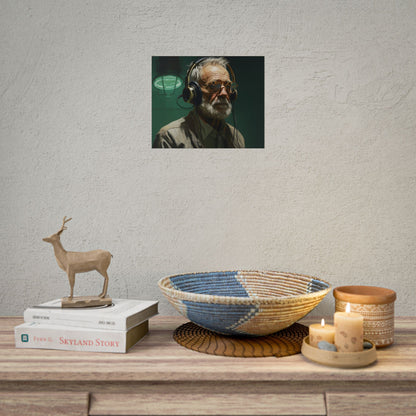 Old Man Connected: Sci-Fi Headset Experiment Digital Art - Poster