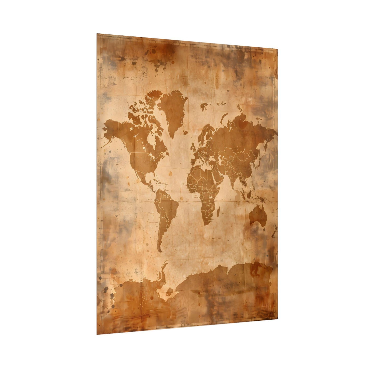 Vintage World Map: Artistic Cartography on Canvas - Poster