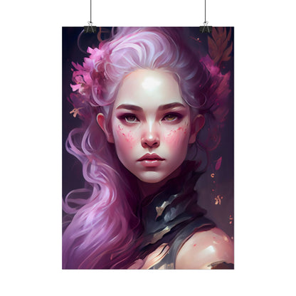Astonishing Female Portrait with Pink Hair: Dre Artwork - Poster