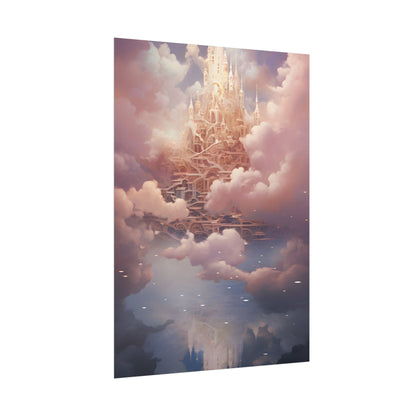 Celestial Fantasy Floating City: Digital Artwork - Poster