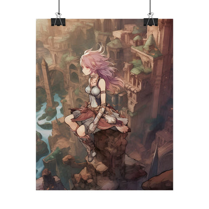 Dramatic Anime Feather: Detailed Urban Artwork - Poster