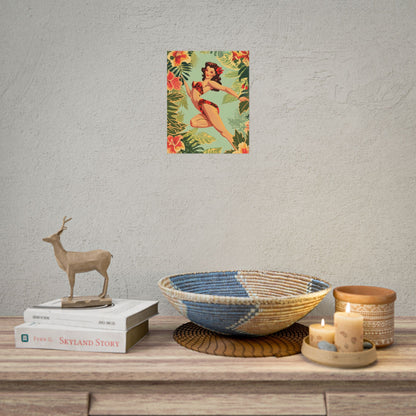 Vintage Retro Pin-Up Girl: Mid-Century Art Illustration - Poster