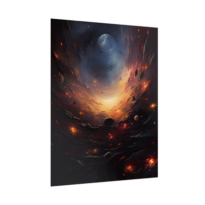 Cosmic Orbit: Six Planets Swirl Around a Black Hole - Poster