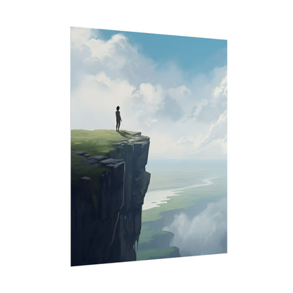 Spring Afternoon Outdoor Scene: Person Walking on Sidewalk - Poster