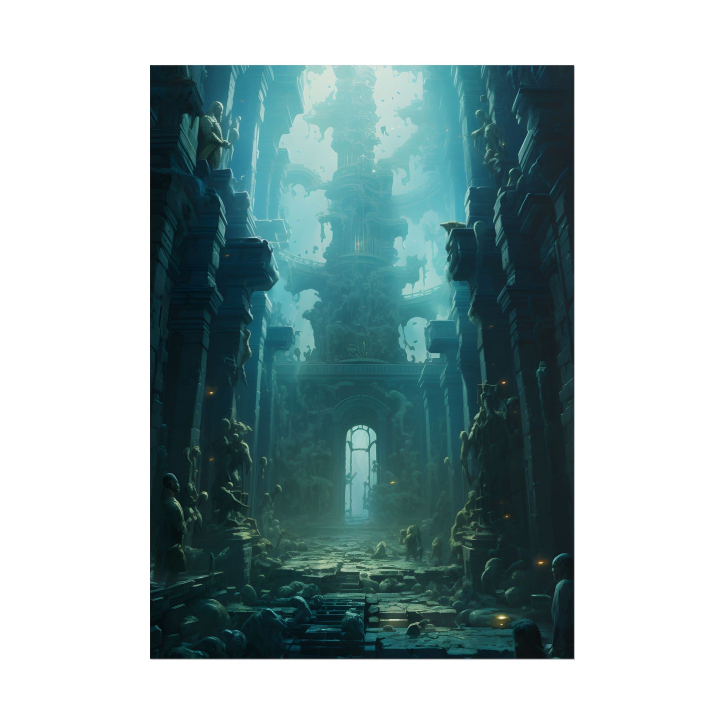 Lost Underwater Civilization: Ancient Ruins in Sunken Depths - Poster