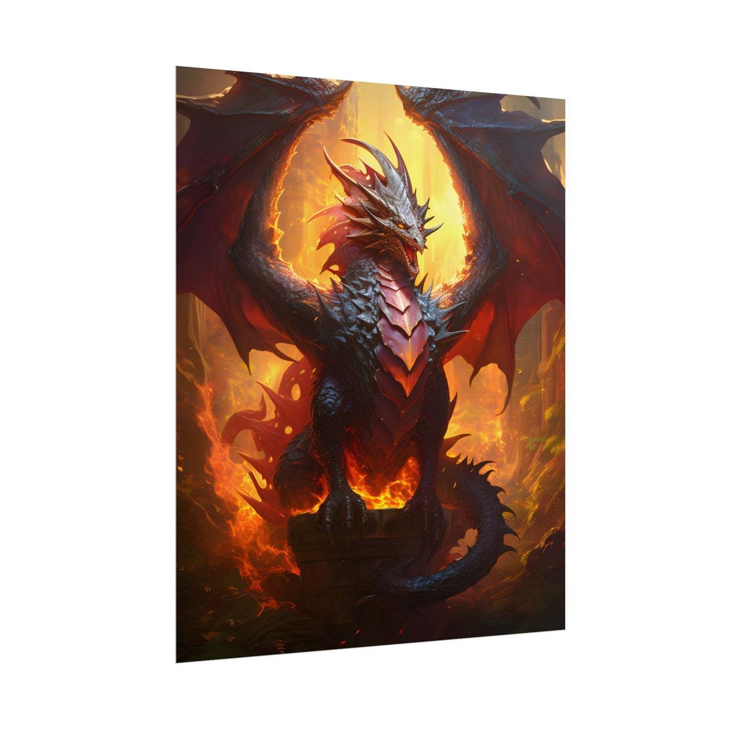 Fantasy Dragon's Treasure Hoard: Ancient Artwork - Poster
