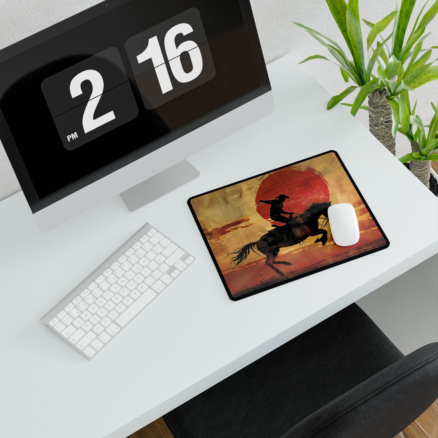 Rodeo Cowboy: Riding a Bucking Bronco - Desk Mat