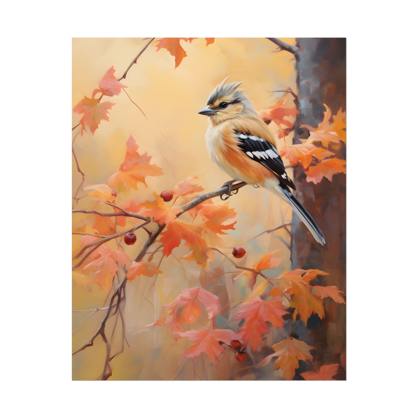 Vibrant Autumn Oak: Realistic Oil Painting - Poster