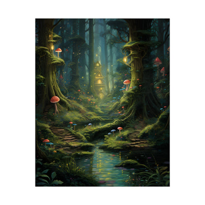 Enchanted Forest: Grimm's Fairy Tale Characters in Serene Woods - Poster