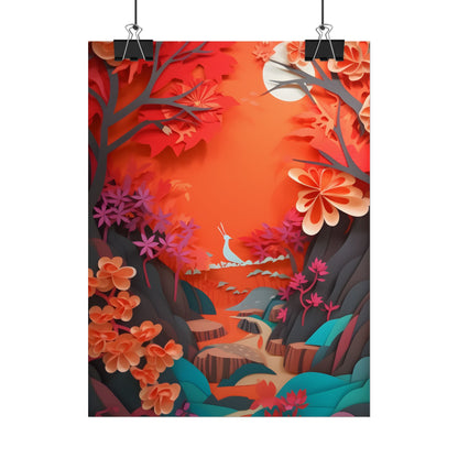 Vibrant European Landscape: Colorful Paper Quilling Art - Poster