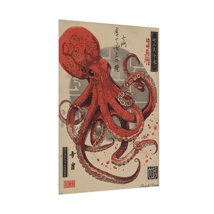 Stylized Japanese Octopus: Muted Watercolor Artwork - Poster