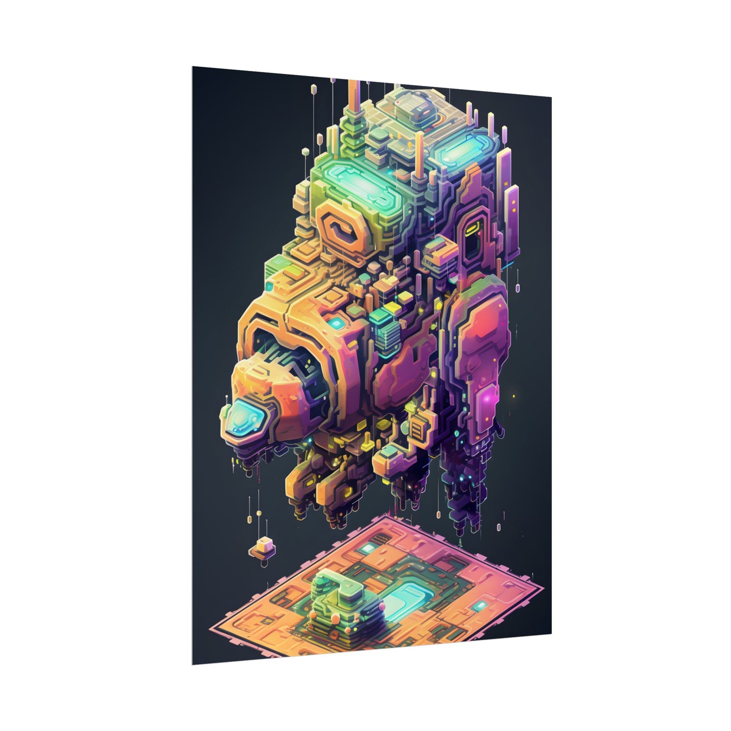 Pixel Punk Pets: Digital Artwork of Cyber-Pets in Pixelated World - Poster
