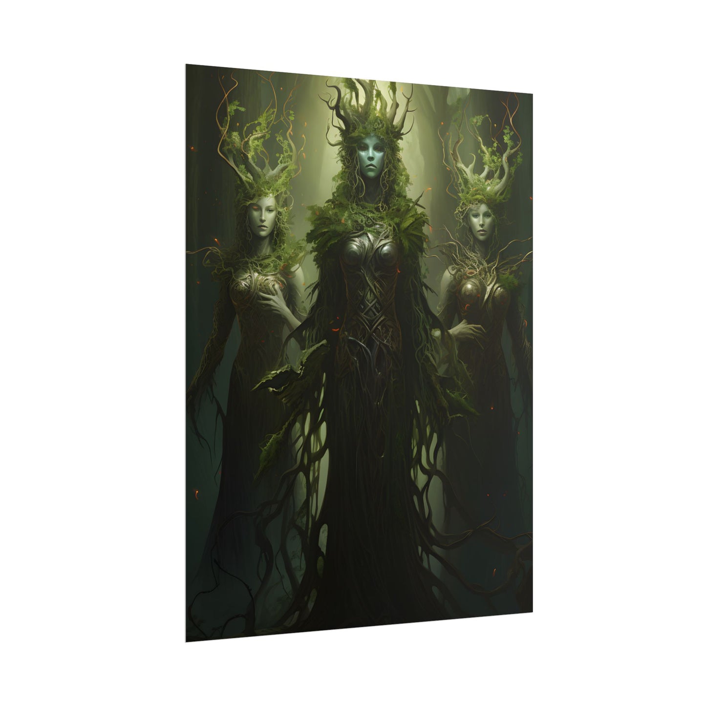 Mystical Forest Guardians: Ancient Tree Spirits Digital Art - Poster
