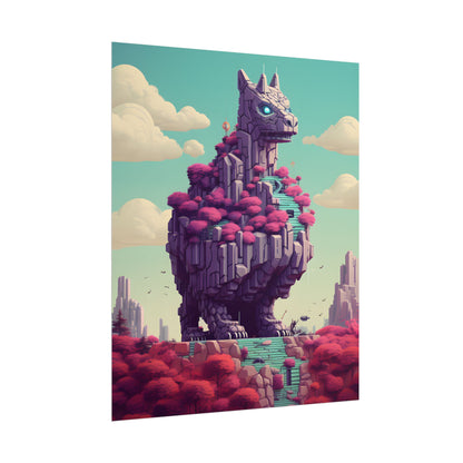 Futuristic Cyber Pet: Neon Pixel Art - Poster