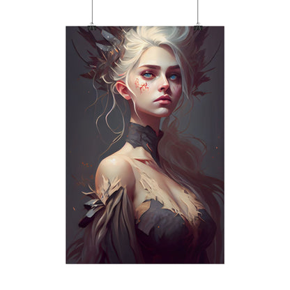 Elegant Blonde Portrait: Outdoor Woman in Dress - Poster
