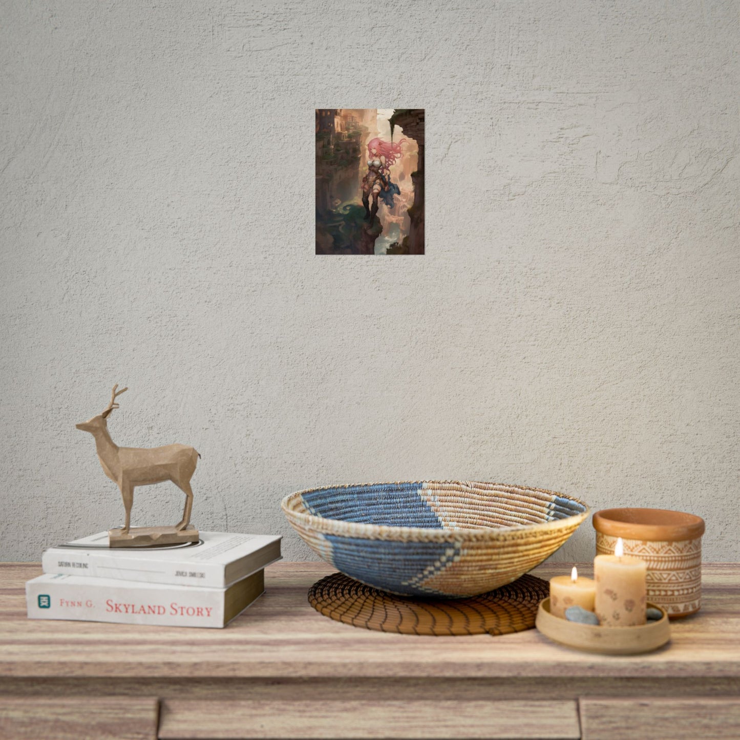 Dramatic Birds Eye View: Anime-Style Bird in Flight - Poster