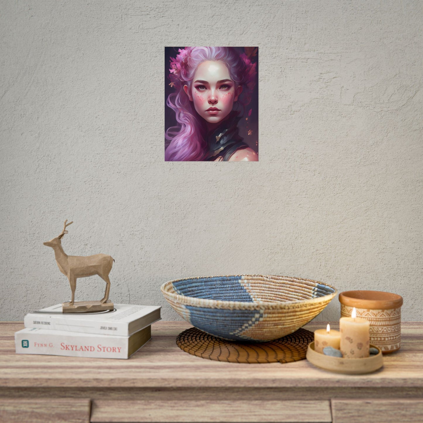Astonishing Female Portrait with Pink Hair: Dre Artwork - Poster