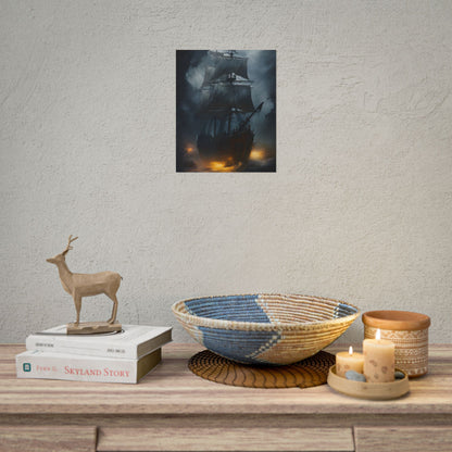 Ghostly Pirate Ship: Sailing Through the Ocean's Edge - Poster