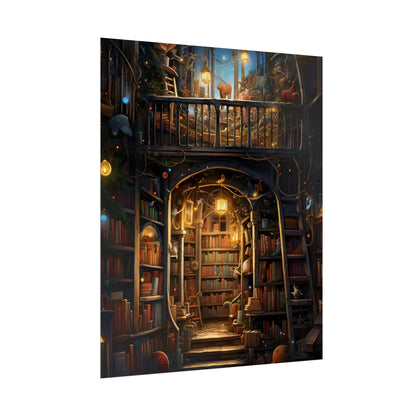 Magical Bookshop Art: A Serene & Enchanting Scene - Poster