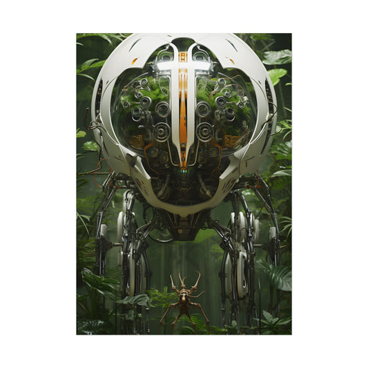 Robotic Wildlife Sanctuary: AI-Operated Nature Reserve Digital Art - Poster