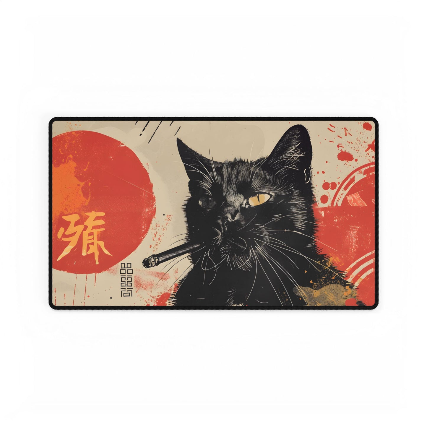 Whimsical Cat Smokes: Humorous Indoor Art - Desk Mat
