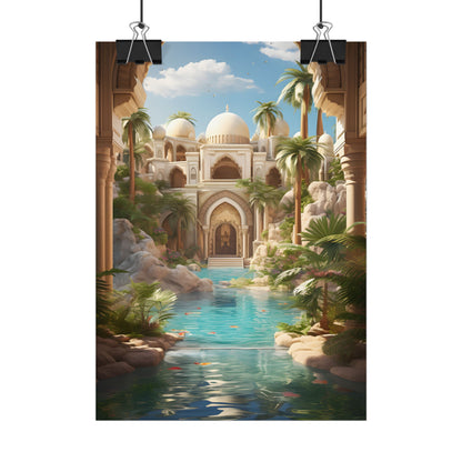 Serene Desert Oasis: Arabian Nights-Inspired Artwork - Poster