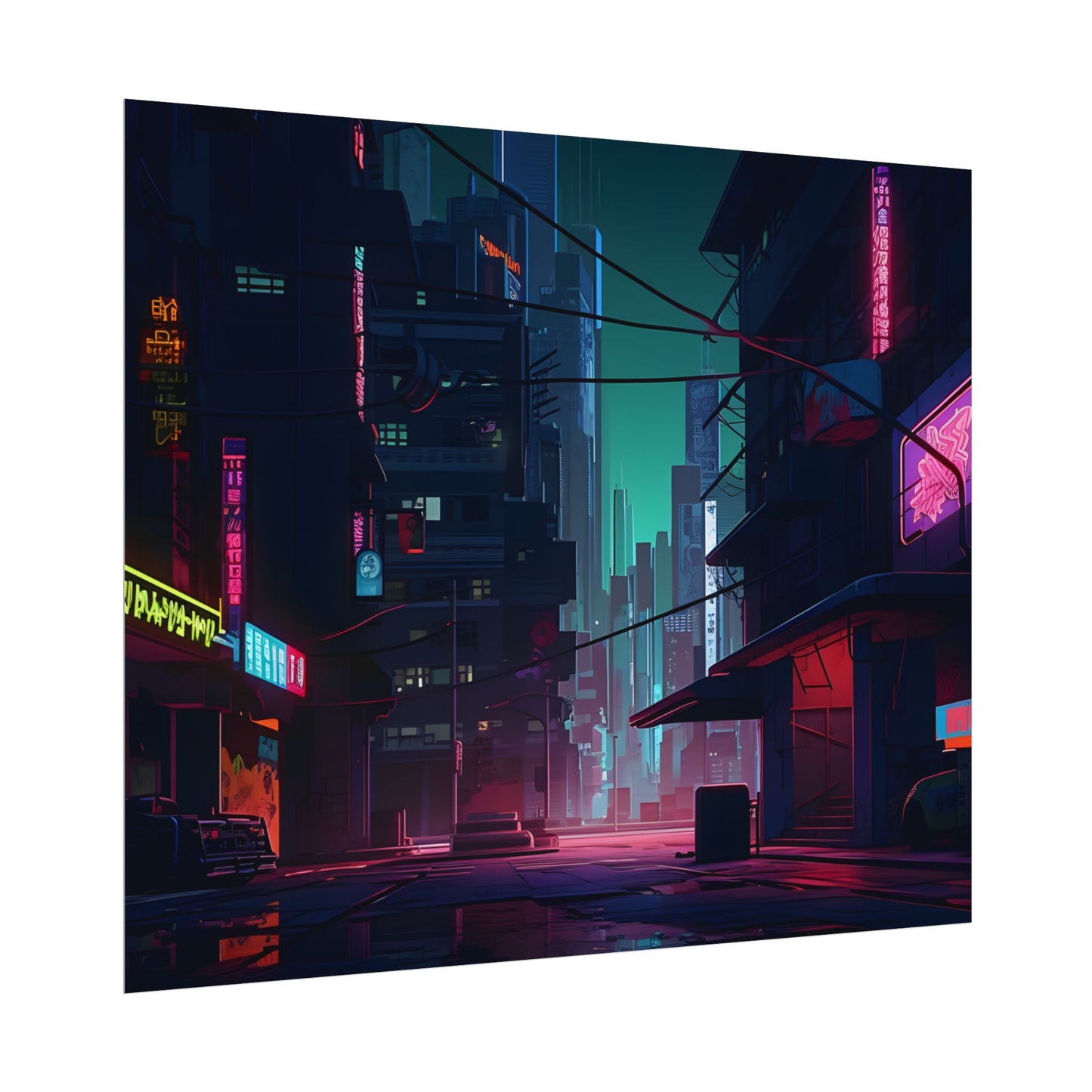 Nightfall in Neo-City: A Melancholic Cyberpunk Scene - Poster