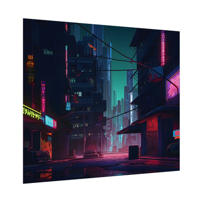Nightfall in Neo-City: A Melancholic Cyberpunk Scene - Poster